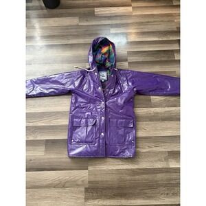 Thermal Slicks By Essex Wippette Plastic Rain Coat Vintage Purple Women's Sz 10